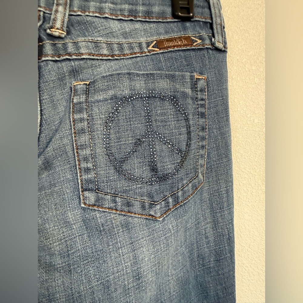 Y2K Frankie B Low-Rise Skinny Jeans • Rhinestone Peace Sign • Size 25 - Picture 3 of 6